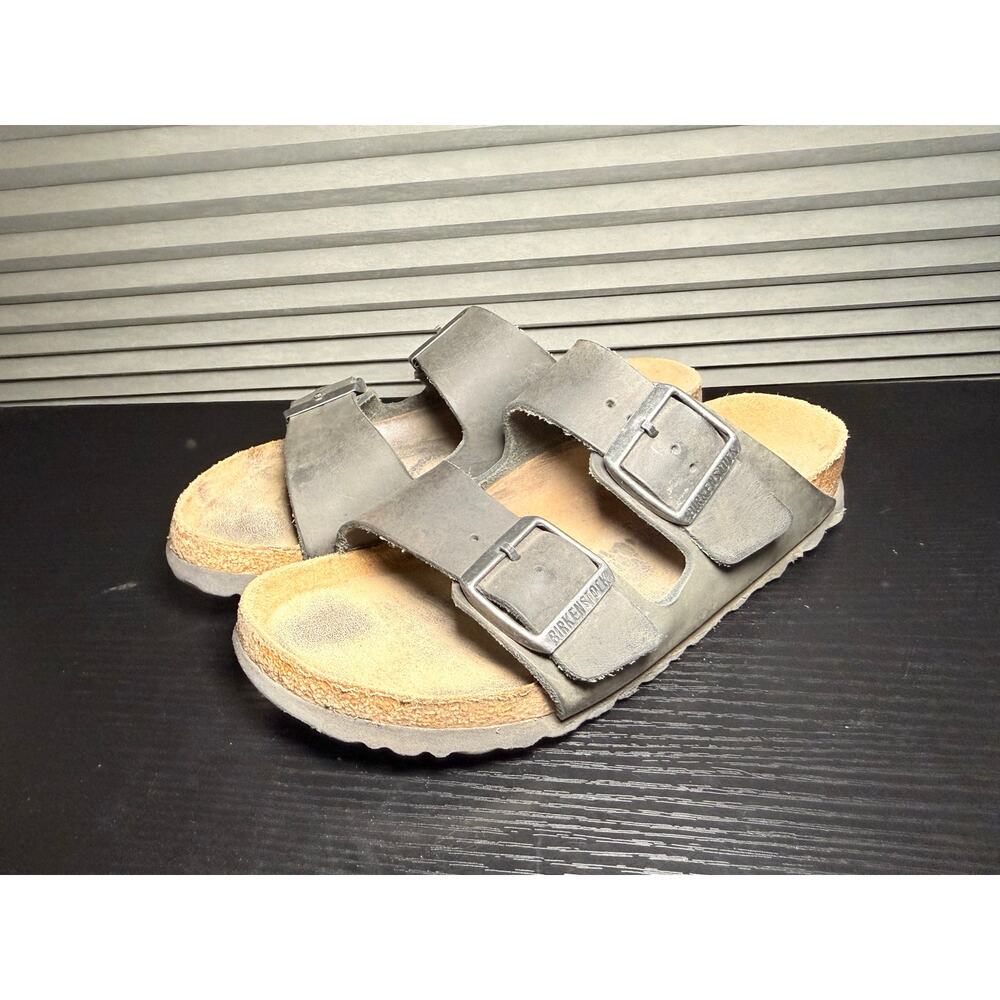 Birkenstock Arizona Black Sandals Womens Size 37 US 6 Birko Flor Comfort Slides